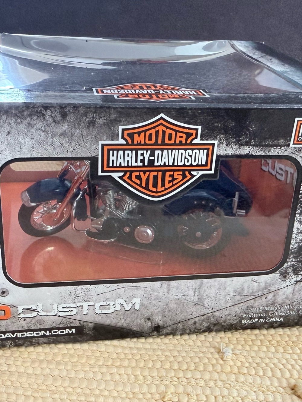 Harley-Davidson Blue and Orange Die-Cast Motorcycle Toy